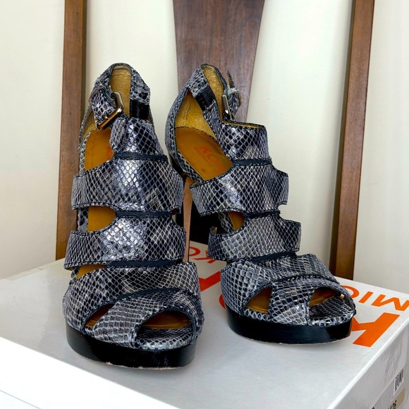 Michael Kors Black Snakeskin Heels - Picture 1 of 9